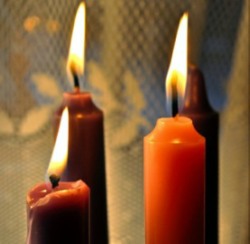 An Advent wreath with candles by David Bennett